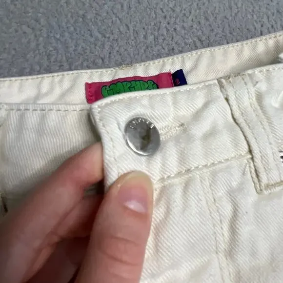 Empyre Tori Cargo Jeans 2 High Rise Baggy Wide Leg Y2K White Denim Pants XS - Picture 11 of 16